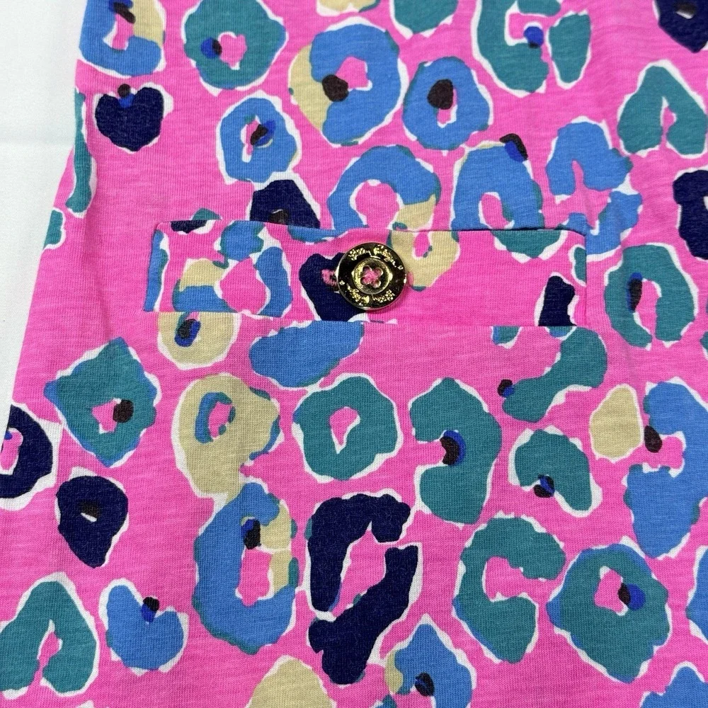 Lilly Pulitzer Corine Dress‎ Small Paws Off Pink Leopard Print Small 3/4 Sleeve